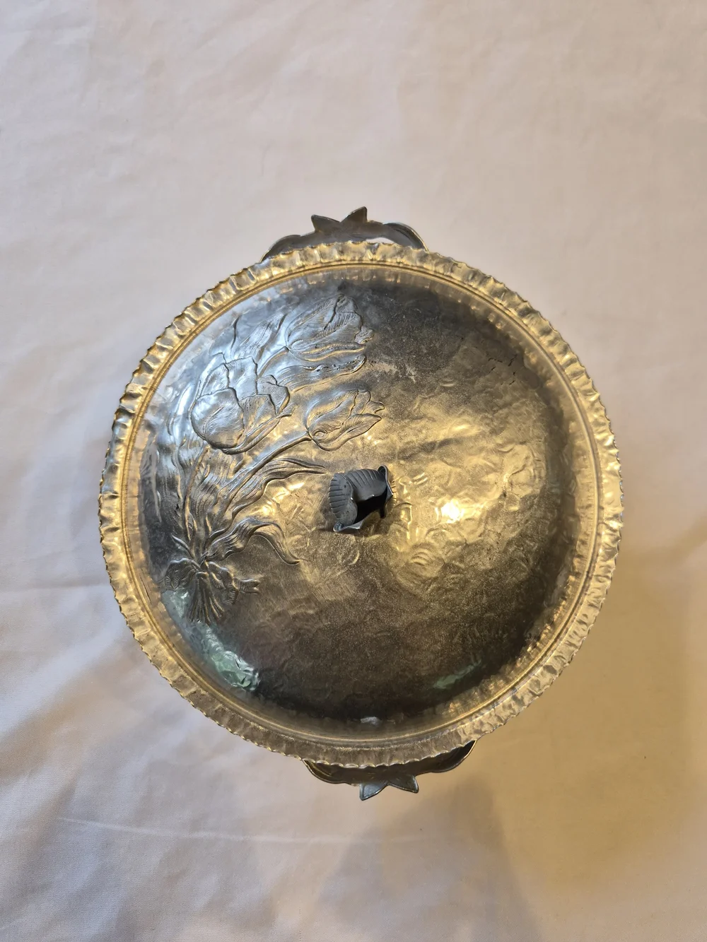 Vintage Hand Wrought Creations by Rodney Kent Hand pounded aluminum Tulip Dish